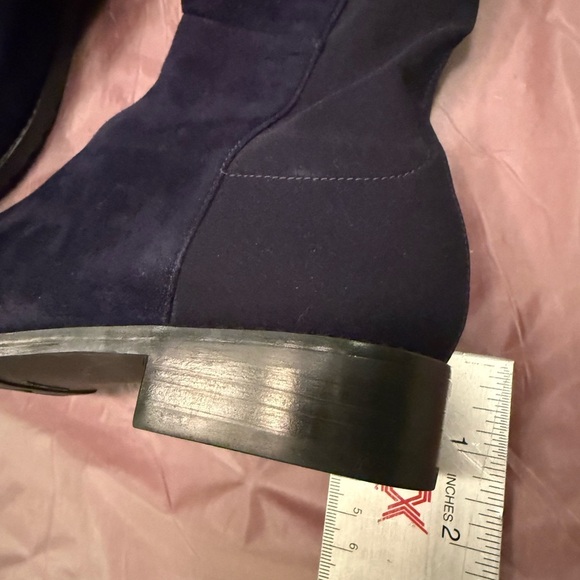 NWOT Stuart Weitzman Navy Blue Suede/Black Over-the-Knee 5050 Boots Size 6 $895 - Picture 8 of 12